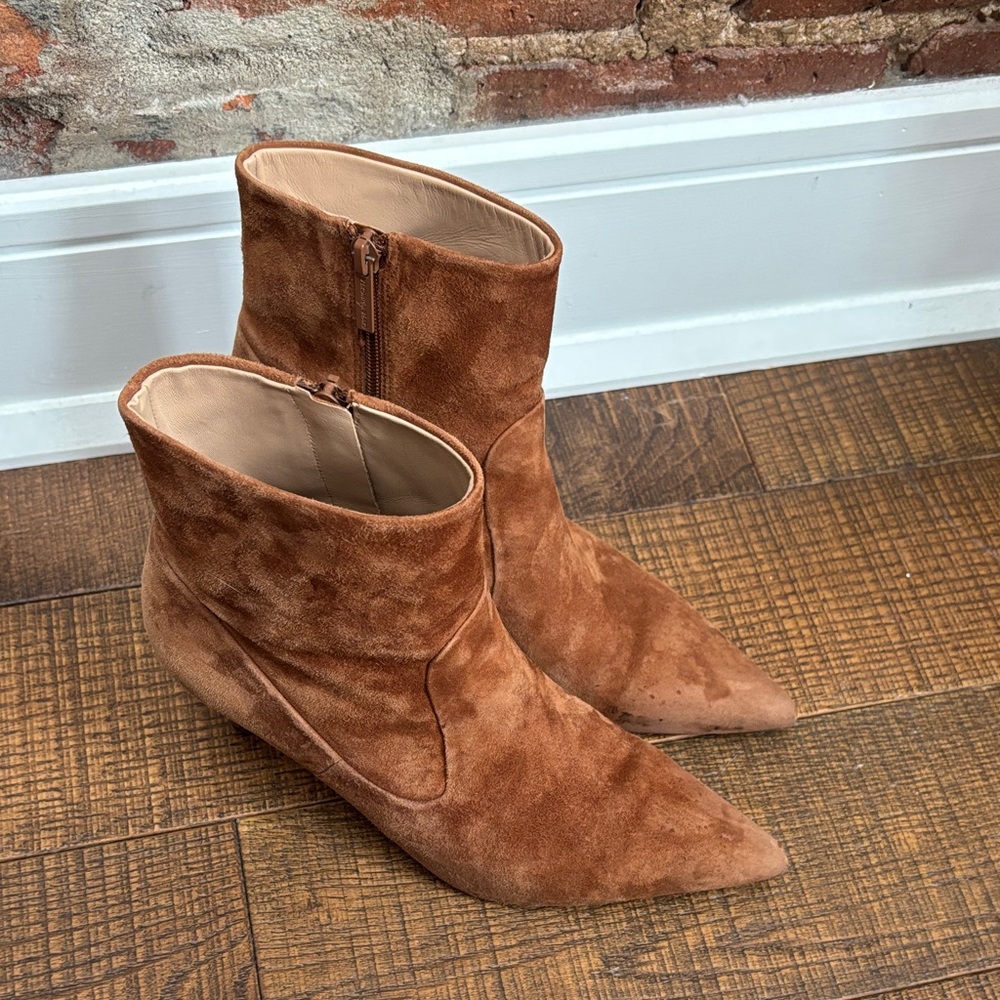 Veronica Beard Tan Suede Ankle Booties